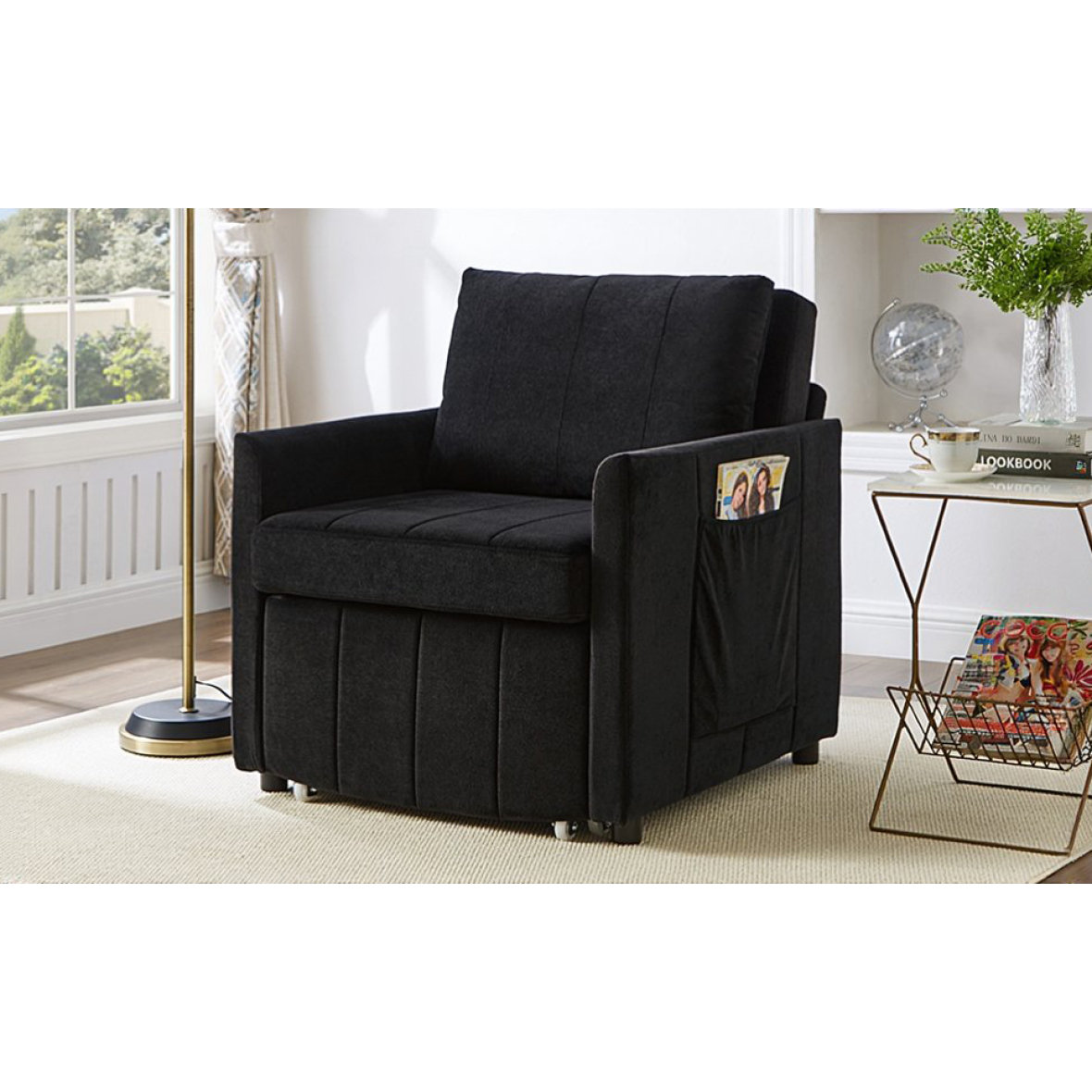 Ebern Designs Upholstered Convertible Sleeper Sofa, 31.5" Pull Out Sofa